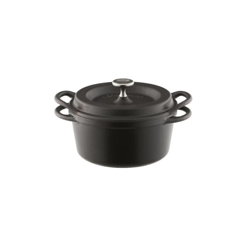 Vermicular MBK14R Cast Iron Enamel Pot, 14cm, Matte Black, Waterless Cooking, Includes Recipe Booklet, Round Oven Pot