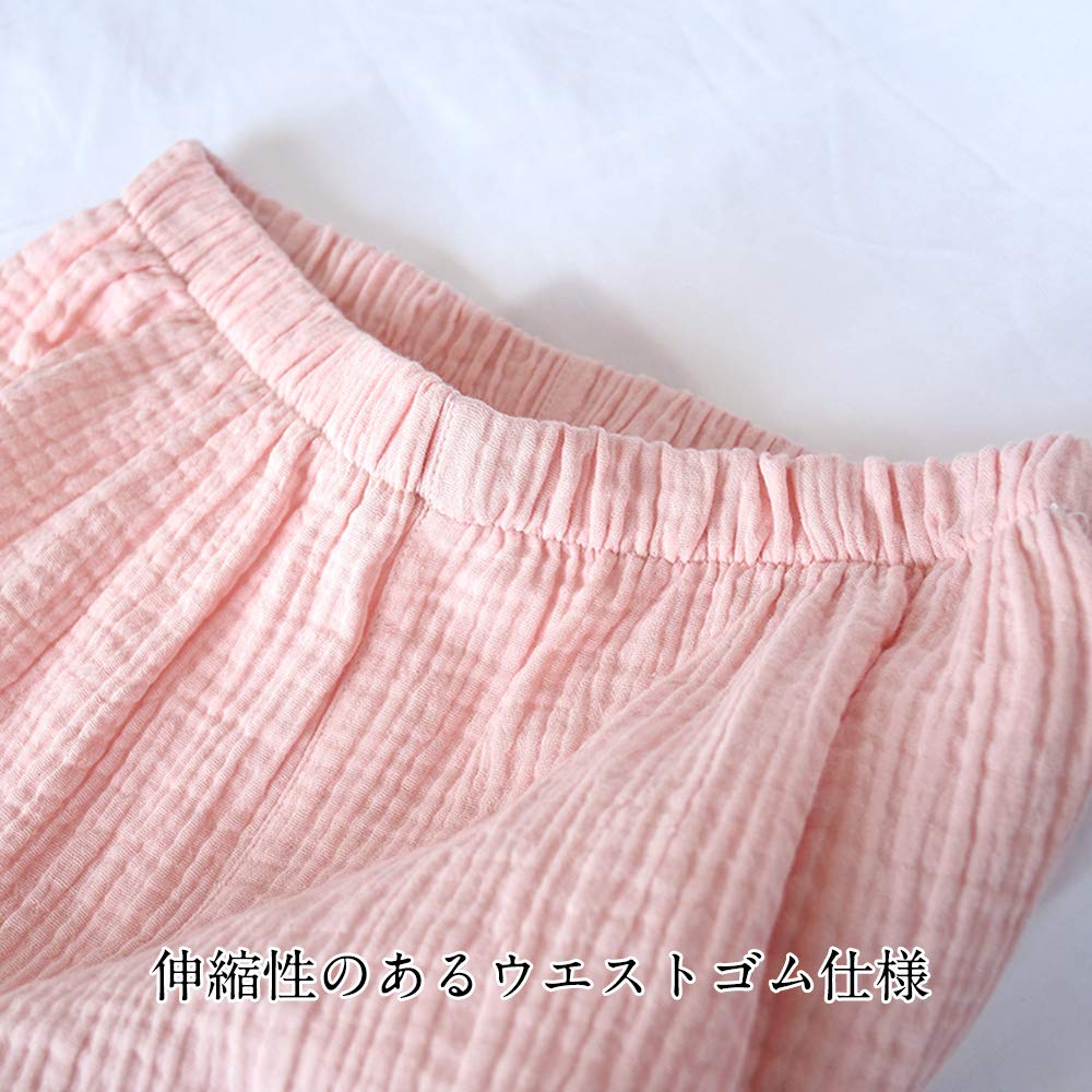 Gauze Shirt and Shorts Double Gentle On Easy To Put On and Take [Hilltop Cloud] Women's Pajamas, 100% Cotton, Loungewear, Short-Sleeved Set, Gauze,