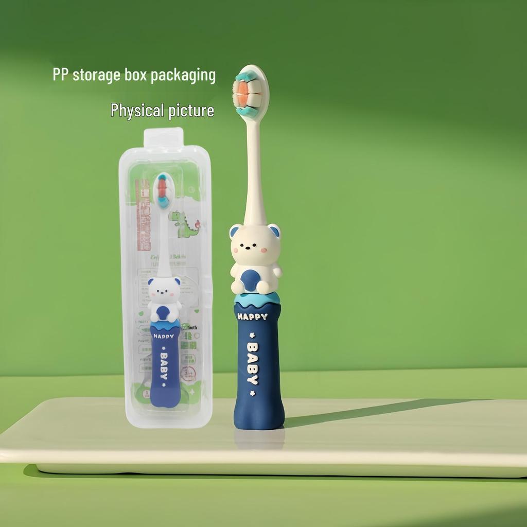 Children's Cartoon Dinosaur Toothbrush, Ages 3-12, with Cute Non-slip Handle & Soft Bristles for Gentle Oral Care
