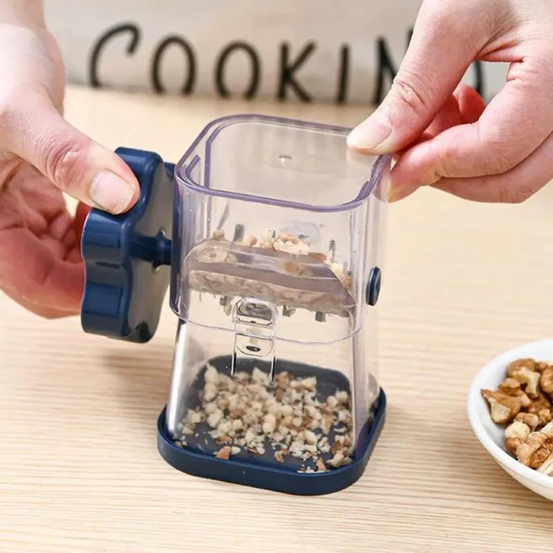 Multifunction Manual Grinder, Hand Crank Nut Crusher for Walnuts Almonds Chocolate & Fruits, Portable Kitchen Tool