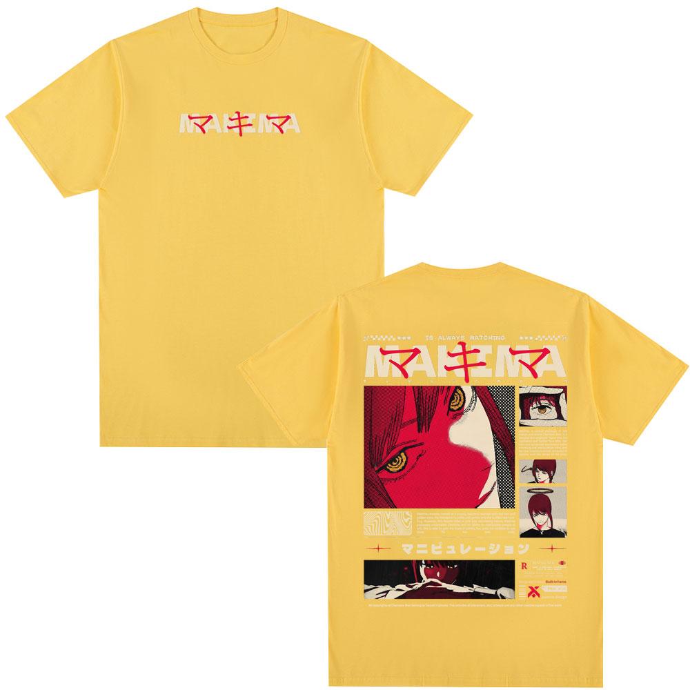Japanese Anime Chainsaw Unisex Makima Tshirt Unisex Women Clothing Fashion Short Sleeve T Shirts Cotton Oversized Tshirts Streetwear