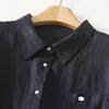 Women Casual Loose Short Sleeve Lapel Collar Cotton Linen Shirt Top