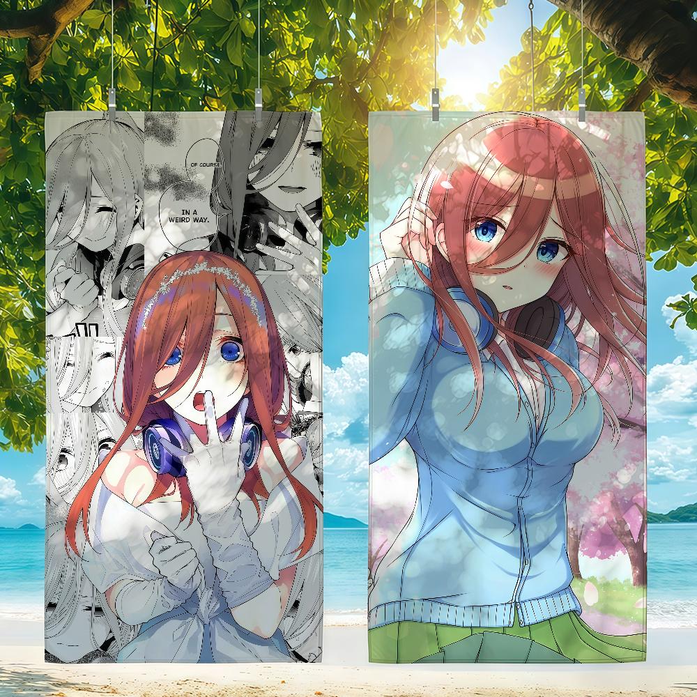 Anime Miku Nakano Handtuch Strand Dusche Bad Reise Leicht Hautfreundlich für Pool Camping Kreuzfahrt Sommer