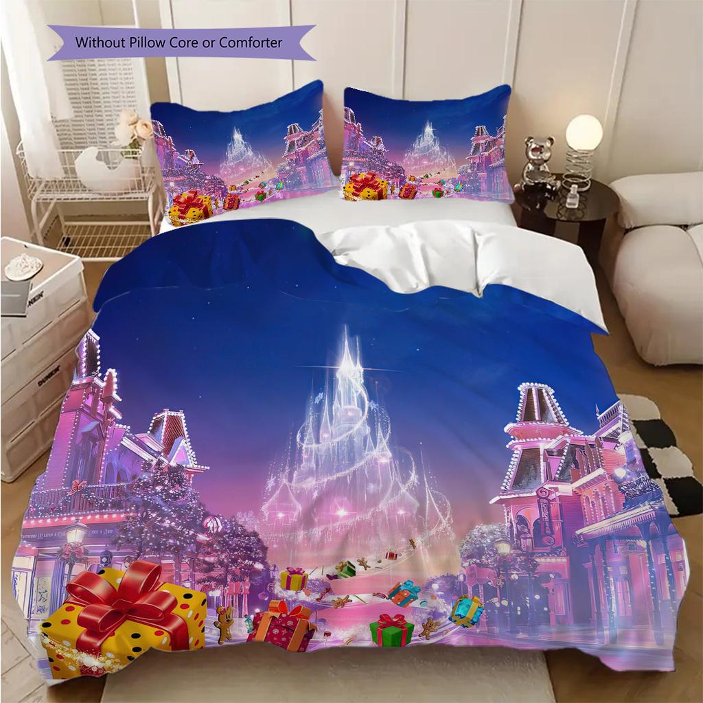 1PC Christmas theme pattern Bedding Quilt Set Quilt Cover Pillowcase Home Decoration Birthday Gift (1 * duvet cover + 2 * pillowcase, without core)