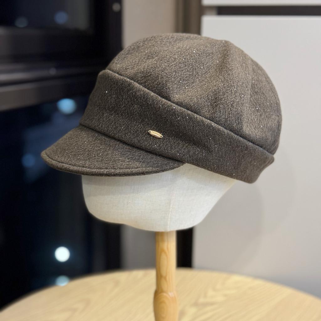 Peaked Cap Women's Autumn and Winter New Fashion Fine Flash Equestrian Hat Retro Versatile High End Newsboy Hat