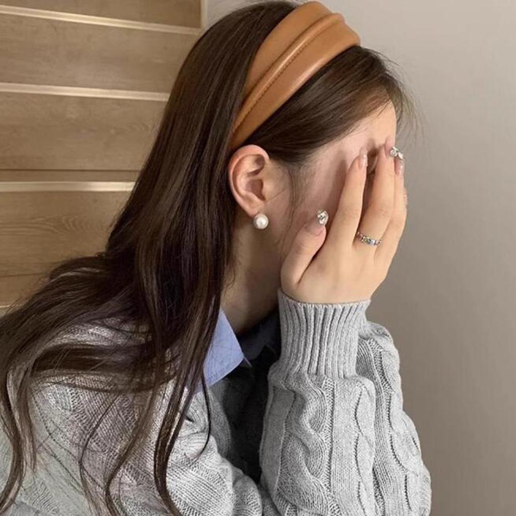 New Fashion Headband For Women Wide Side PU Leather Headwear Solid Color Casaul Hairband For Adult Hair Accessories