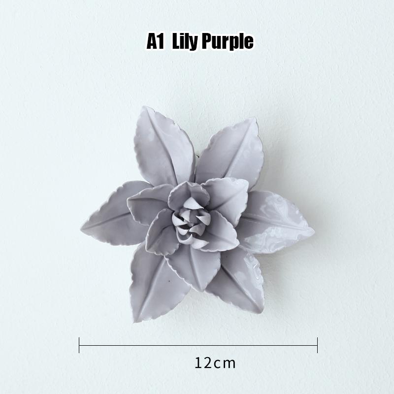 Creative Ceramic Flower Wall Decoration Ceramic Lily Flower Wall Hanging Crafts Home Livingroom TV Background Decor Ornaments