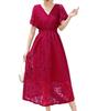 [Collecala] Cheongsam Dress, Slimming Dress, Vibrant Red, Wedding, Celebration, Concert, Casual, Simple Formal Wear, Red, Size M