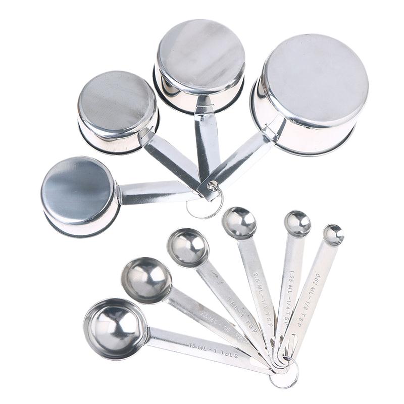 4/6/8Pcs Set Stainless Steel Measuring Spoon Cup With Scale Measuring Ruler Egg Beater Spoon Kitchen Baking Measuring Tool