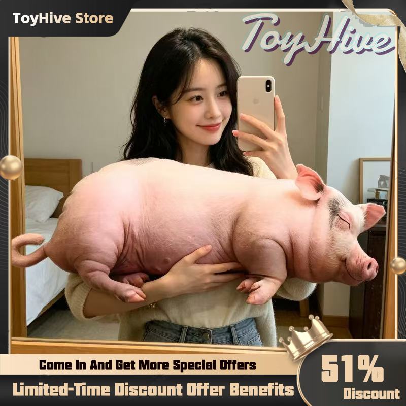 In Stock Cute Lifelike Simulation Pig Plush Toy Soft Sleeping Pillow Holiday Gift For Close Friends Home Sofa Decor Cushion