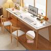 Rubber Wood Double Workstation Desk Set with Horn Chairs