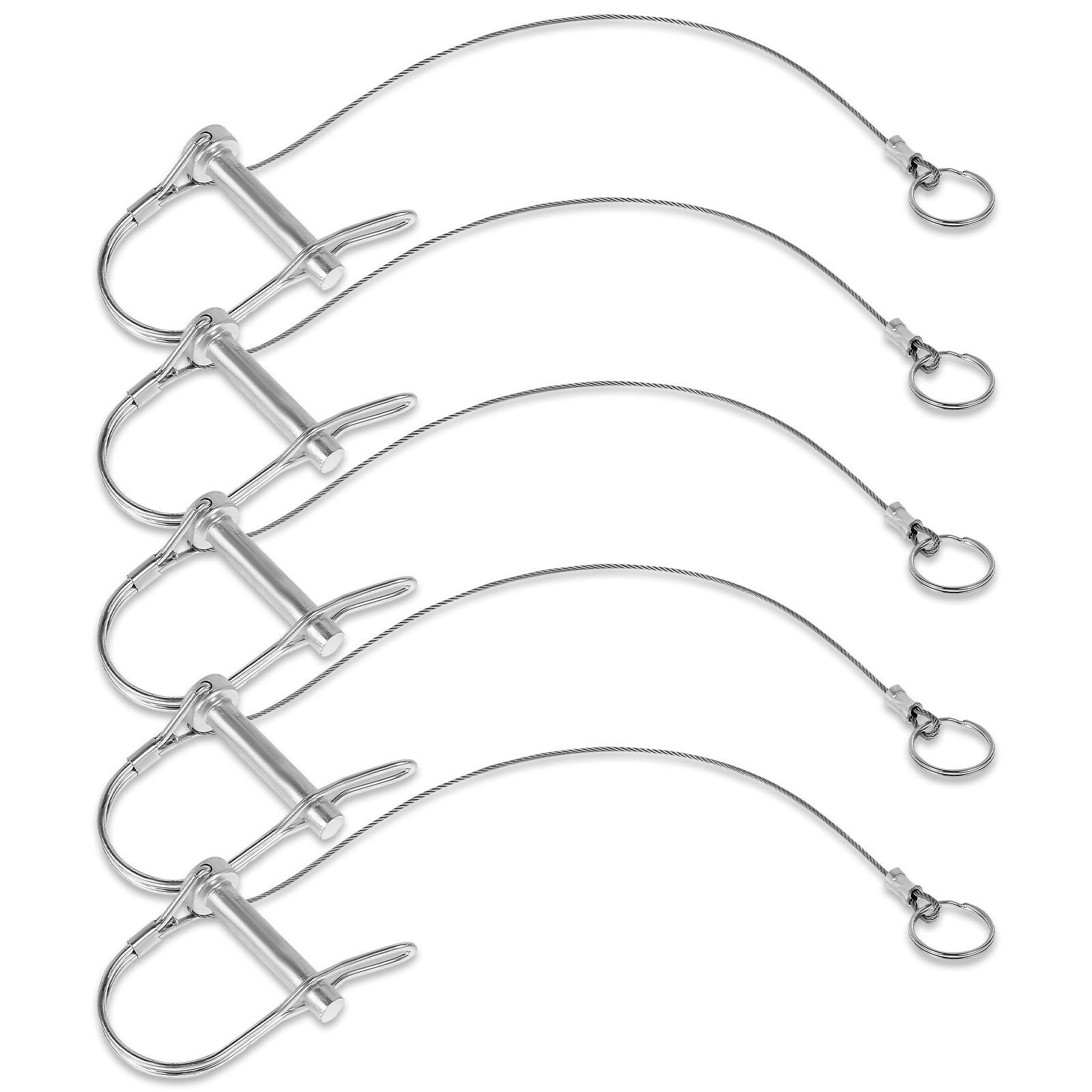 

5Pcs Steel Trailer Coupler Pin Flexible D Shape Trailer Hitch Pin with Chain Safety Lock Design RV Truck Caravan Accessories срібний