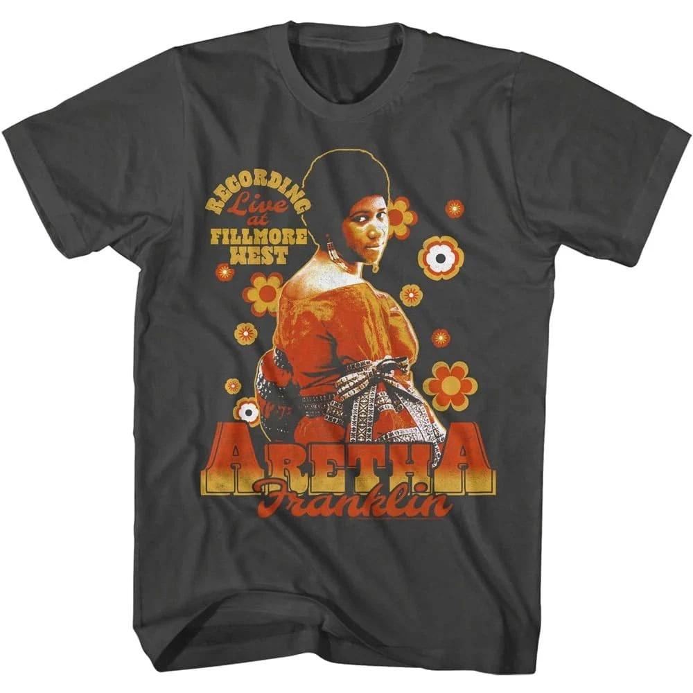 Aretha Franklin Recording Live Men s T Shirt 3XL
