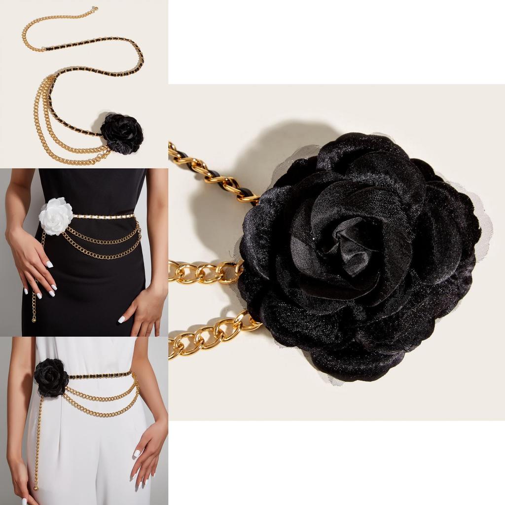 Metall-Blumen-Ketten gürtel mit künstlerischem Blumendesign für modebewusste Frauen