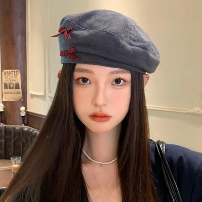 Sweet Wind Cute Bow Beret Autumn and Winter Hat Women's Fashion Versatile Face Little Painter Hat