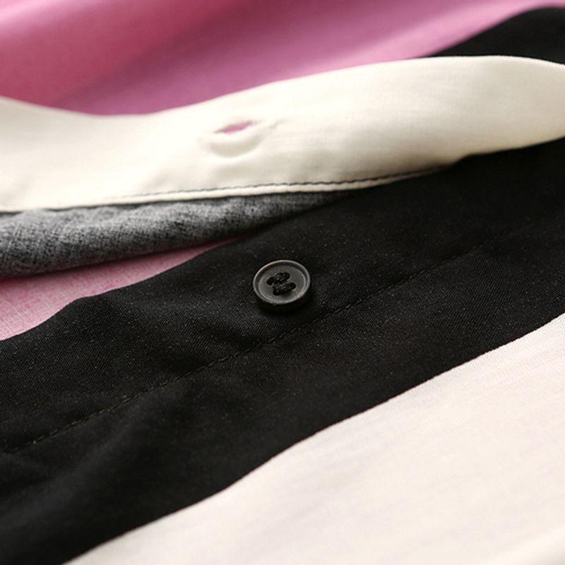 Self-Retention ~ Foreign Trade Export Color Vertical Stripes Cotton Silk Sleeveless Waistcoat Shirts Summer Mid-Length Artificial Cotton Top