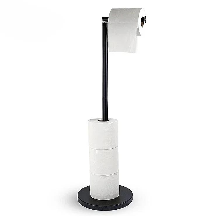 Bathroom Paper Towel Holder Stainless Steel Floor Standing Toilet Paper Holder Hole-less Bathroom Floor Standing Shelf