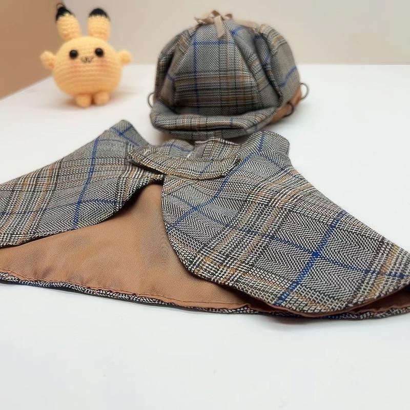 Костюм Детектива для питомца: Плащ и шляпа Шерлока Холмса для кошек и собак - Хэллоуинское веселье Large