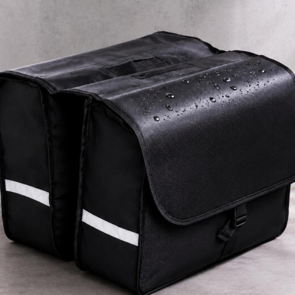 Rear Double Pannier Reinforced Textile Bike Bag StrapFixed