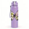 1PC Pastel Double Butterfly Floral Graphic,750ml Color Plastic Sports Water Bottle,Leakproof Flip Straw Lid,Suitable for Sports Office Home Use