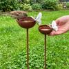 Vintage Iron Bird Bath Feeder Freestanding Bee Watering Station  Courtyard Backyard