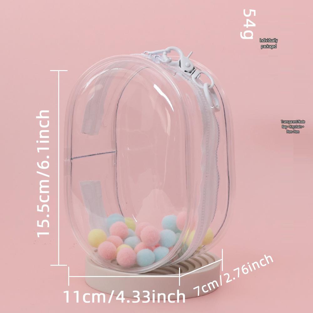 15CM Double Zipper Ita Bag: Durable Transparent Cotton Carrier for Doll Figurines