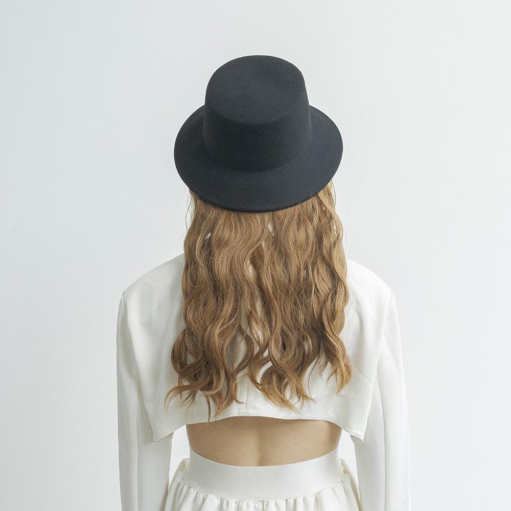 Autumn and winter new fashion woolen basin bucket hat women's casual simple concave felt top hat tide