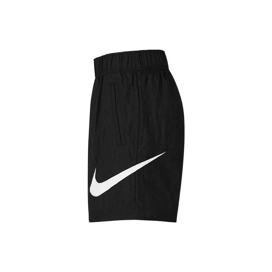Nike Sport Casual Woven Big Logo Solid High Waist Loose Shorts Women Bottoms Black DM6740-010