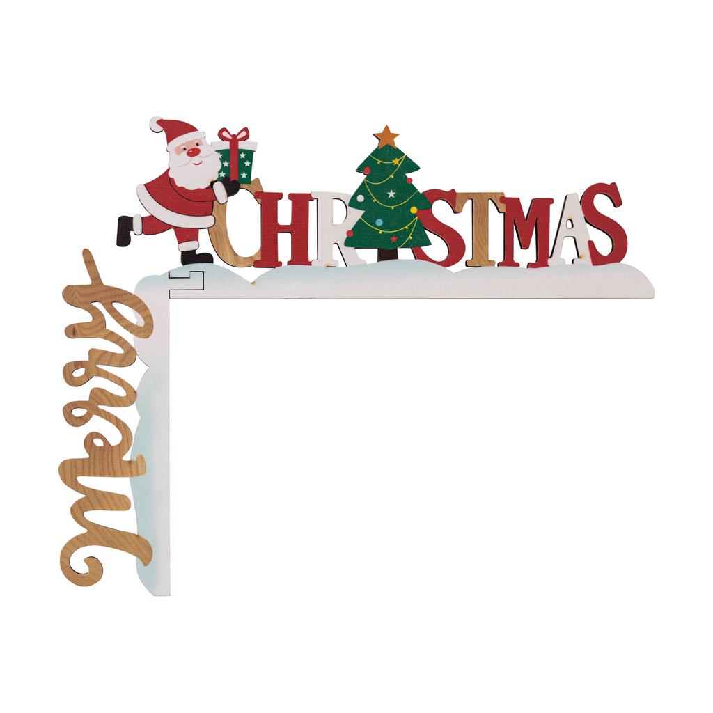 1Pc DIY Christmas Wooden Door Frame Corner Santa Claus Sign