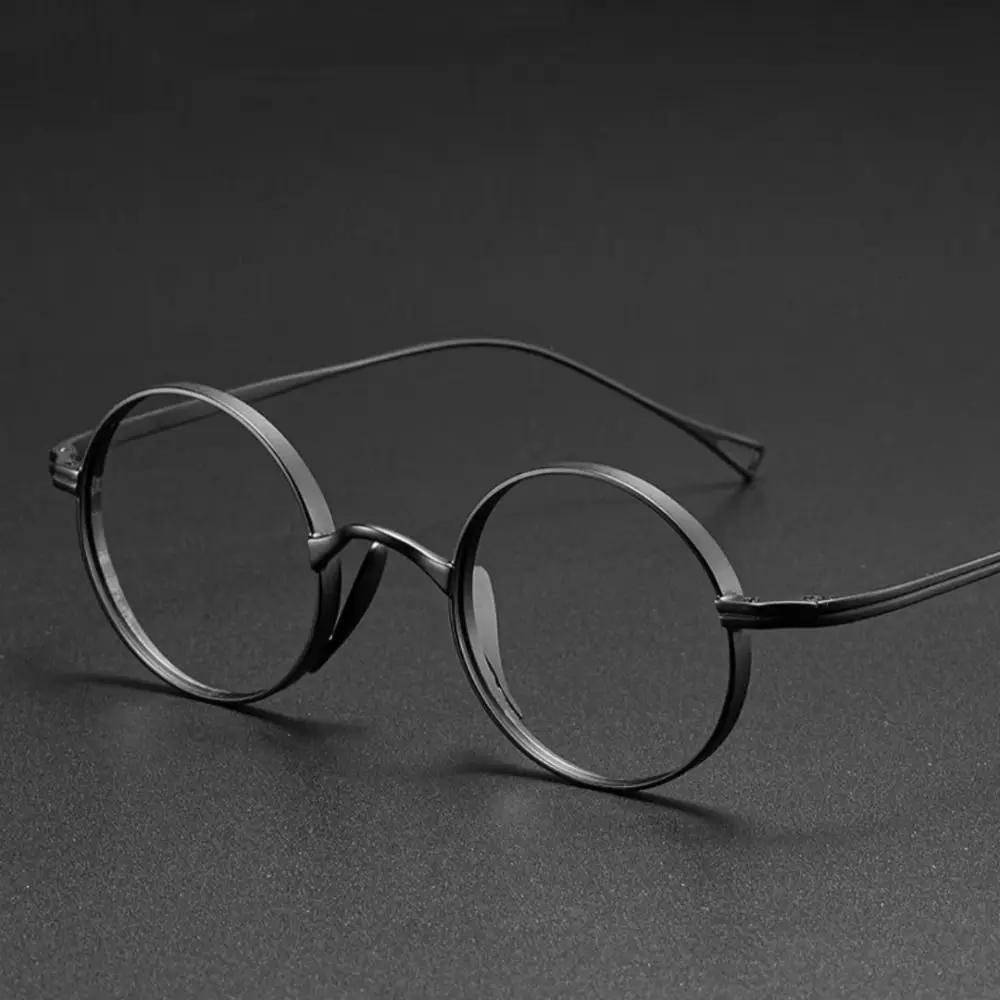 Pure Titanium Ultralight Eyewear Fashion Retro Japanese Oval Optical Eyeglasses Myopia Prescription Frame Man Woman Glasses