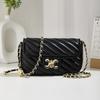 Niche Design New Women's Bag Embroidery Thread Rhombus Small Gold Ball Chain Bag High-end Solid Color Shoulder Messenger Bag