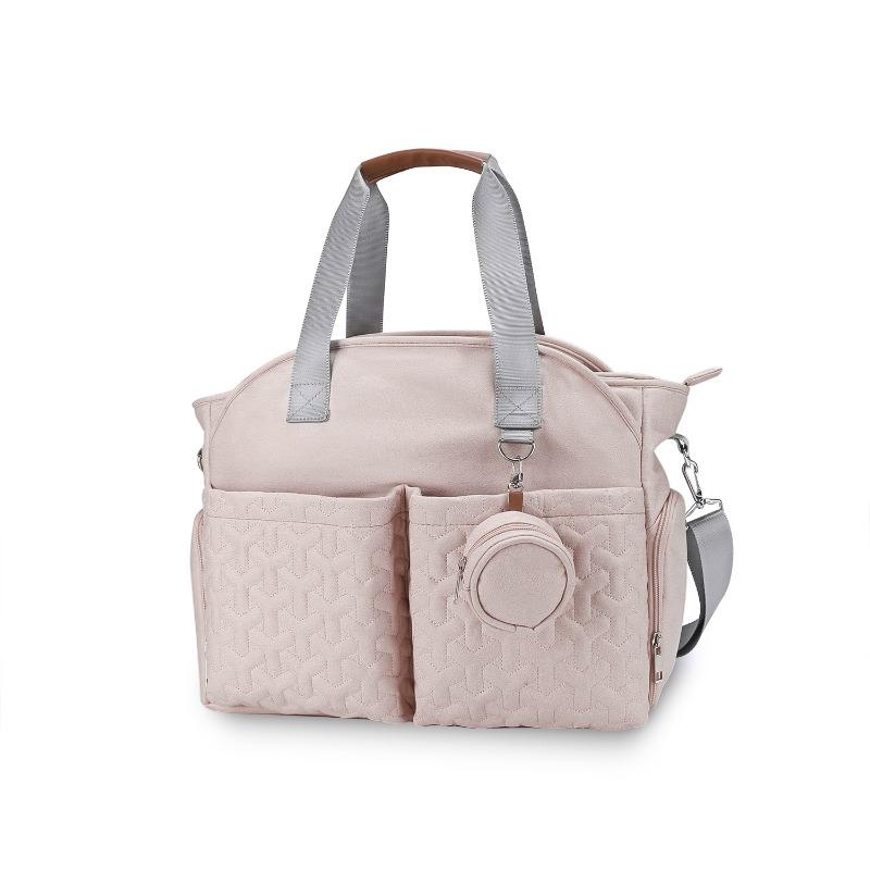 

Large Capacity Polyester Diaper Bag for Moms Breast Pump Pocket Shoulder Tote & Insulated Bottle Pouch Multi-Functional Travel рожевий