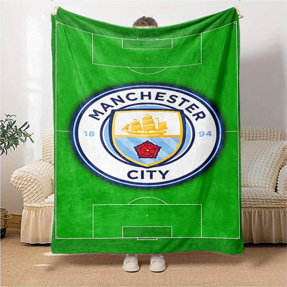 Manchester City Wappen Decken Flanell Bedruckt Atmungsaktiv Warm Überwurfdecke für Zuhause Büro Bettwäsche 0708a9
