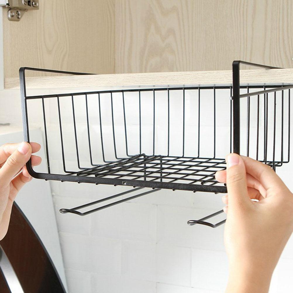 Black Under Cabinet Iron Shelf Rack Hanging Basket