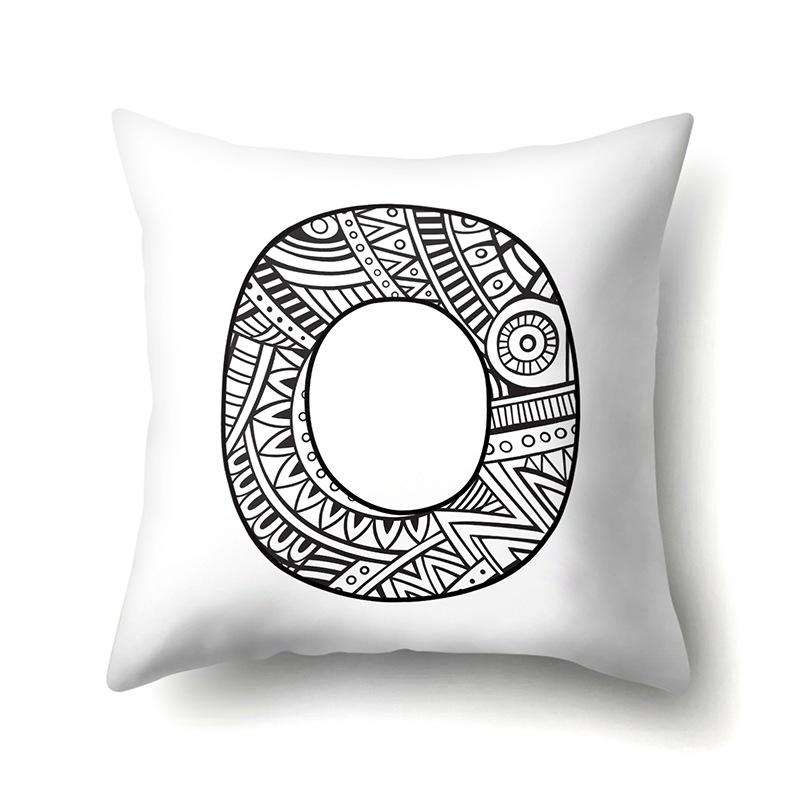 Polyester Pillow Case Pencil Drawing Geometric Decorative Print 26 English Letters Pillow Cushion Cover Simple