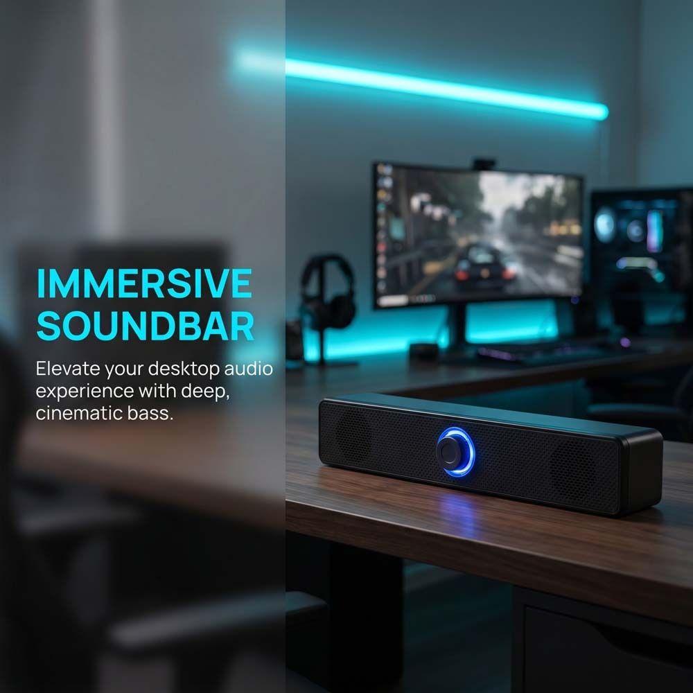 Home Theater Soundbar Speaker USB Powered Wired Soundbar Surround Sound PC Soundbar Gaming
