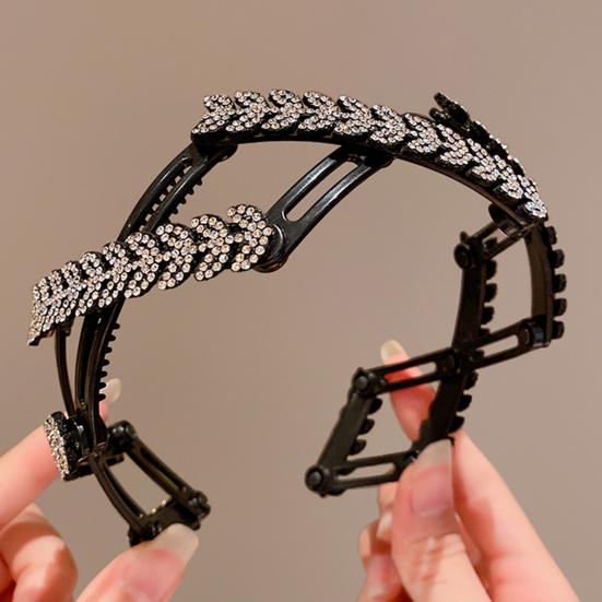 3/4Pcs Retractable Pocket Headbands Non-Slip Portable Telescopic Hair Hoops Rhinestones Wheat Decor Foldable