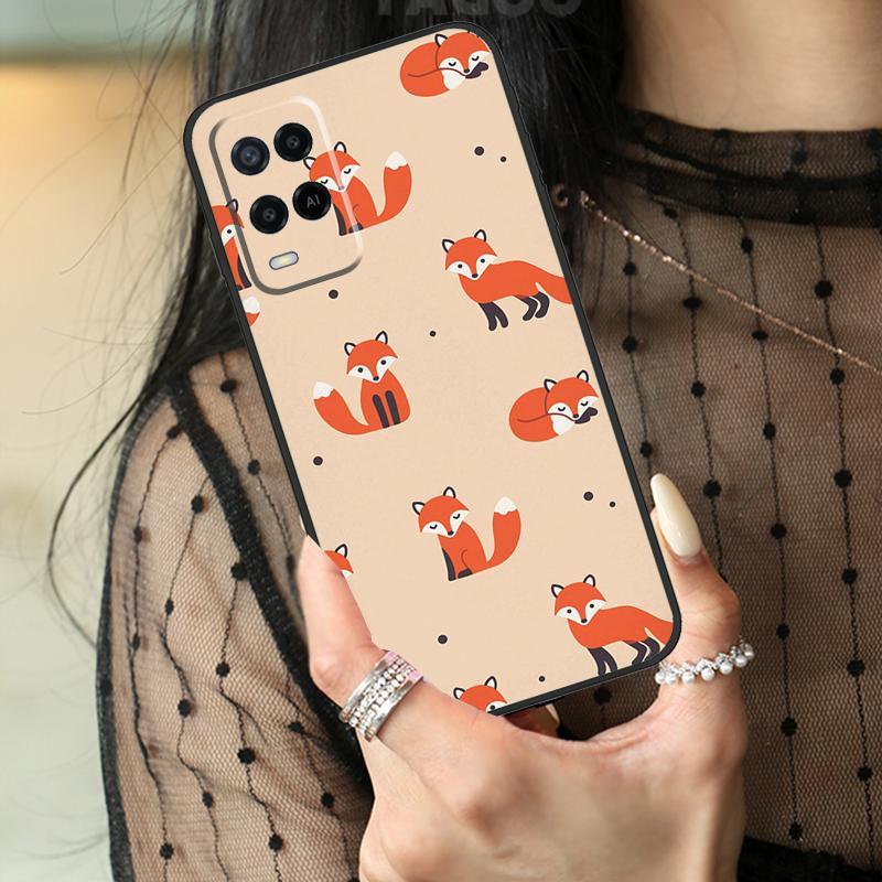 Cartoon Foxes Animal Case For Oppo A74 A94 A54 A80 A60 A40 A18 A38 A58 A78 A98 A96 A76 A16 A15 A17 A57 A77 A5 Pro