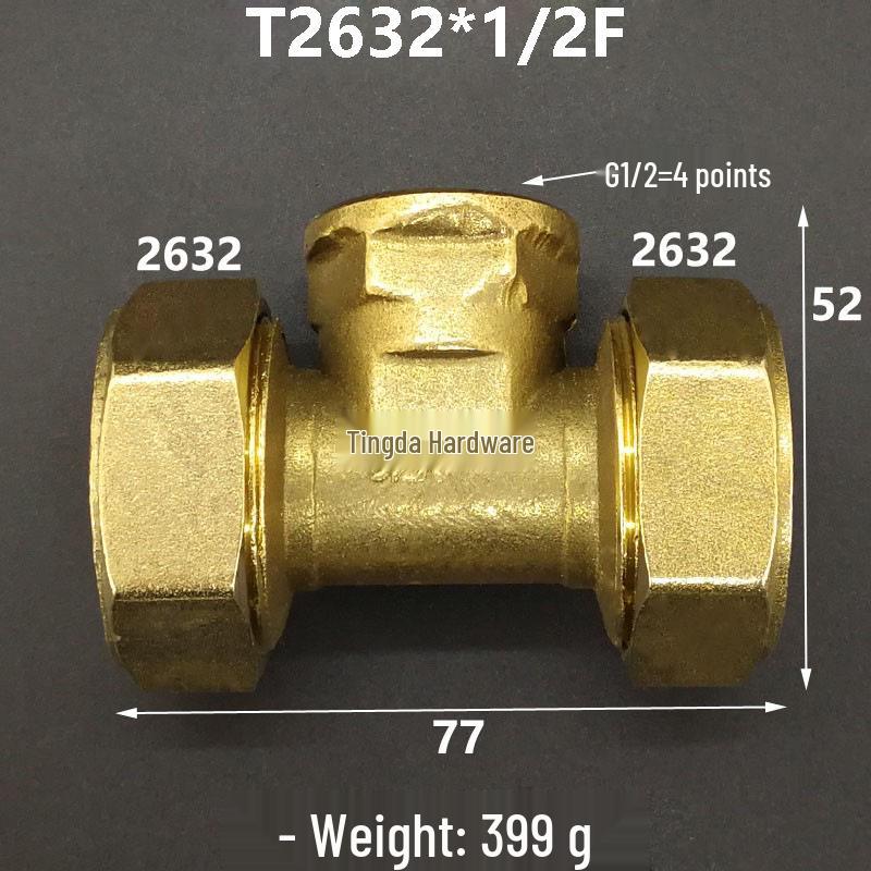 Aluminium-Kunststoffrohr Kupfer T-Stück Fitting: Reduziergewindegrößen 1216, 1418, 1620, 2025, 2632, 4, 6 Punkte.