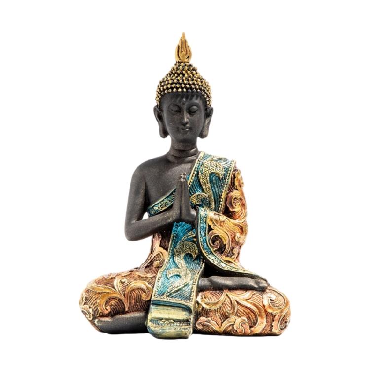 Cultural Thai Buddhas Resin Statuette Meticulously Carved Spiritual Decoration Sitting Buddhas Perfect For Shelf Display