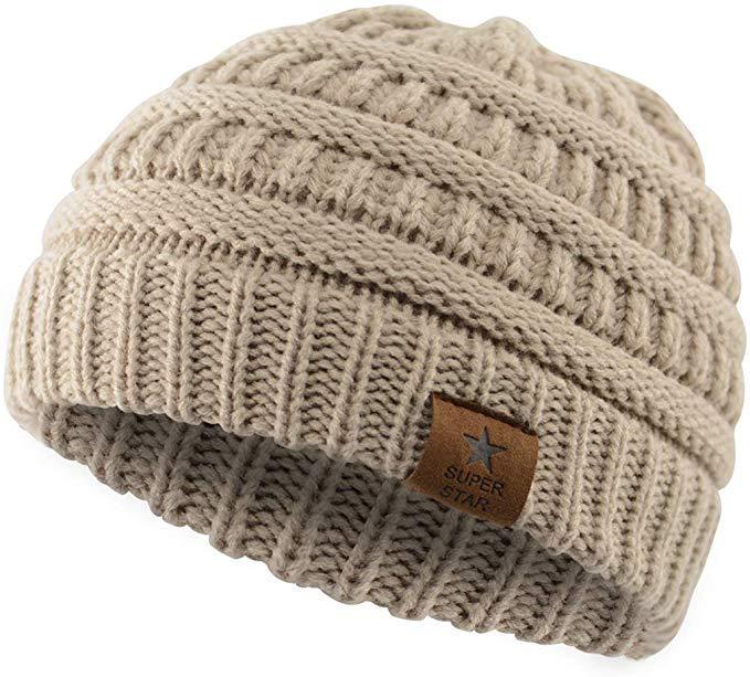 

Five-Pointed Star Fashion Wool Knitted Children s Winter Dome Hat No Label