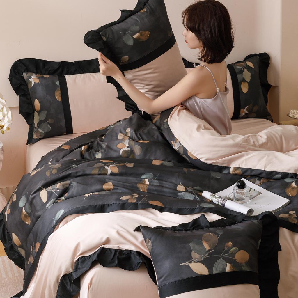 French Retro Silky Printed Lace Summer Quilt Twin Queen Size Summer Blanket Single And Double Bed Comforter Thin Duvet Washable