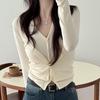 Korean Dongdaemun Elegant Halter Neck Slimming Long Sleeve T-shirt for Women