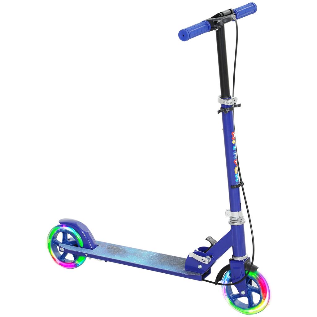 Children's Scooter, Ages 3-8, Foldable 2-Wheel, LED Lights, 4 Height Adjustments, Blue