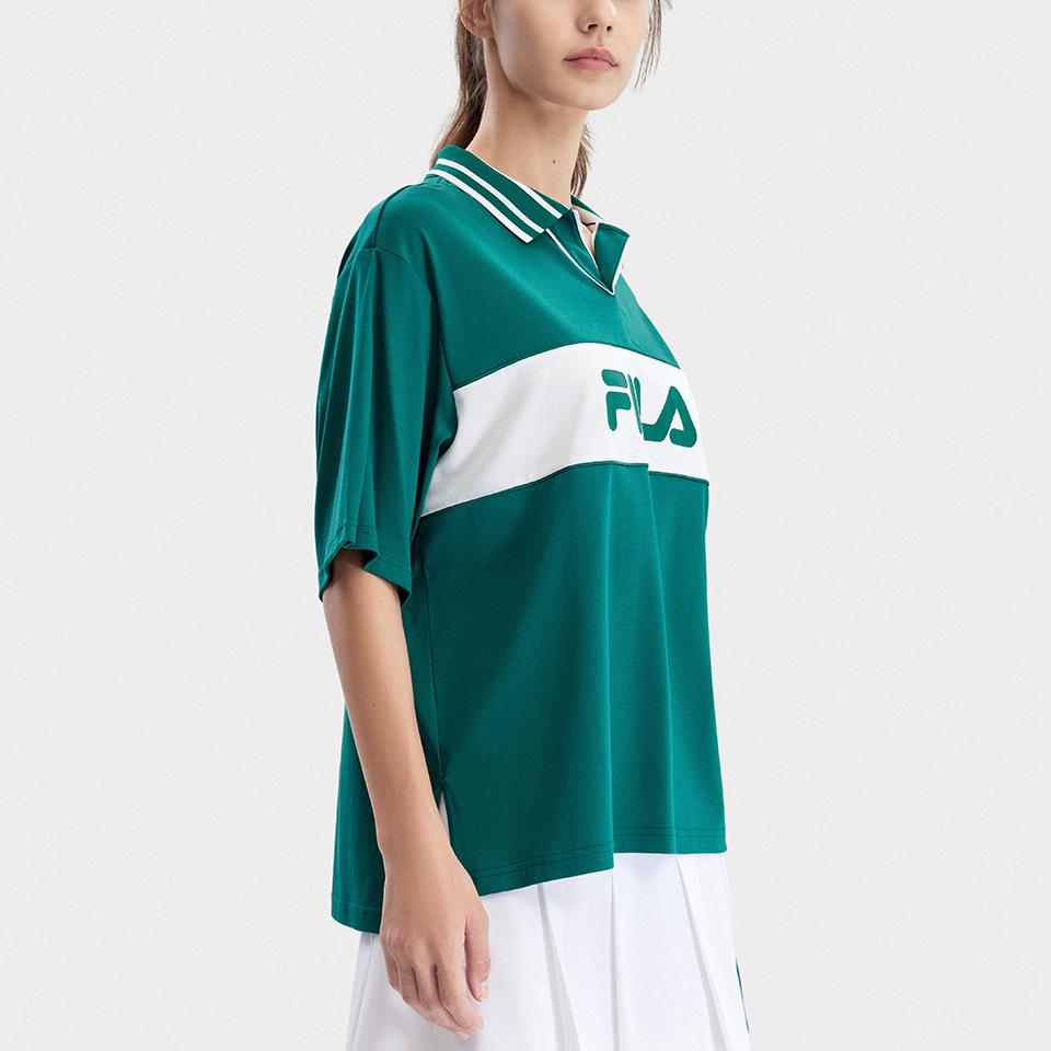 FILA 2023 Summer Casual Short Sleeve Polo Shirt Women tops Cats-Eye-Green A11W323115F-TQ