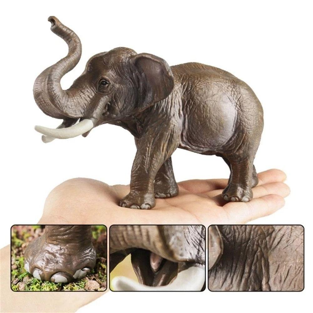 Realistic Simulation Elephant Model Plastic Mini Animal Statue  Birthday Gift