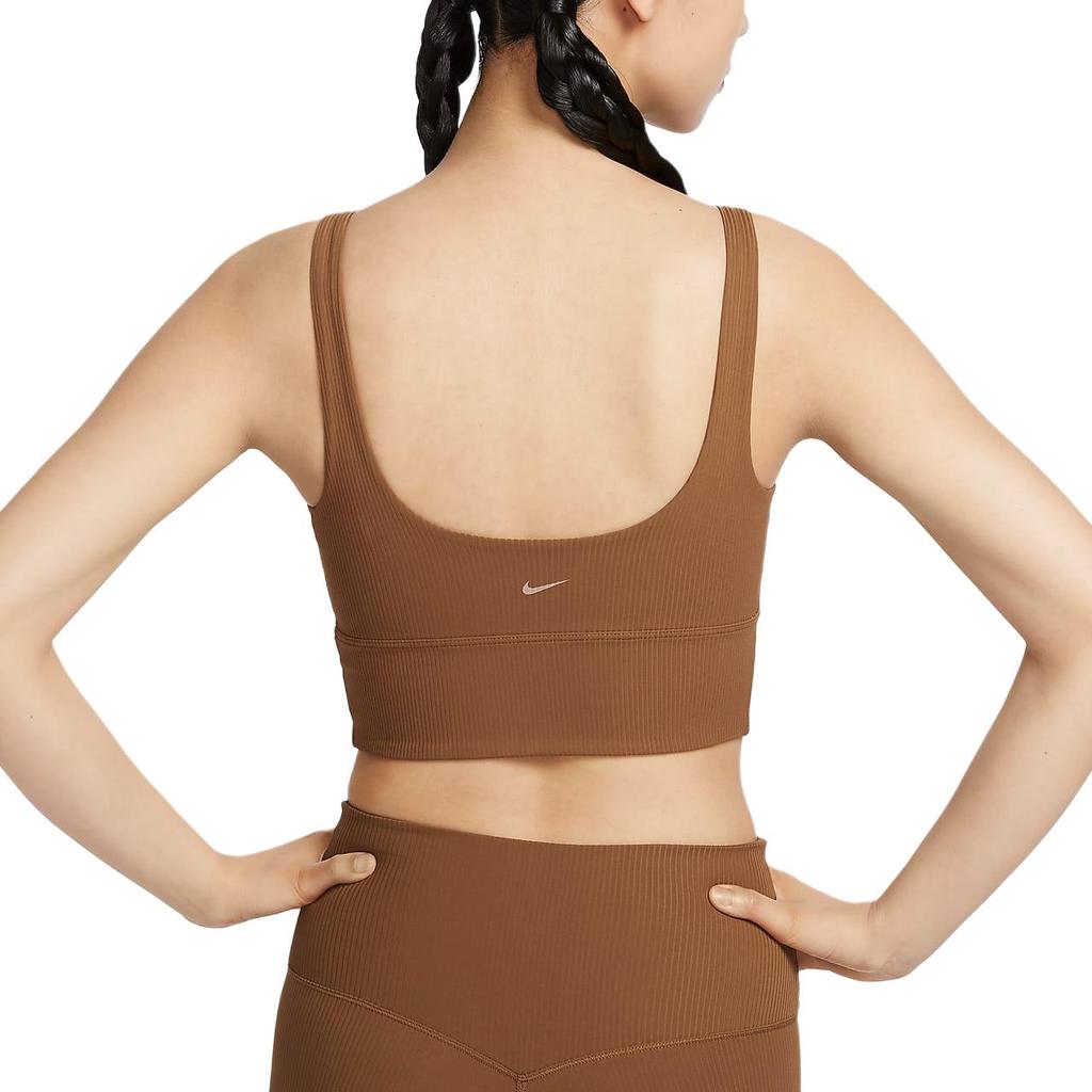 Nike Zenvy Ribbed Low-Intensity Support Quick-Dry Long Sports Bra Women Underwear Light-British-Brown White HF1543-281