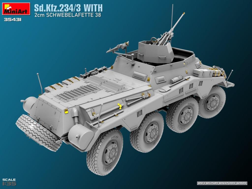 MiniArt With 2cm Schweberafet 38 Plastic Model Kit MA35431 1/35 Sd.Kfz.234/3 (Combat Vehicle)