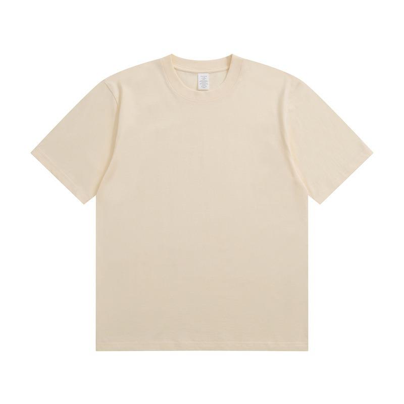 Camiseta de Manga Corta Pesada 230g Algodón Puro Estilo Japonés - Color Sólido Primavera/Verano, Versátil y Sencilla con Opción de Logo Personalizado