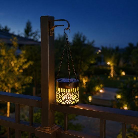 Solar Chandelier Iron Hollow Pattern Outdoor Solar Light